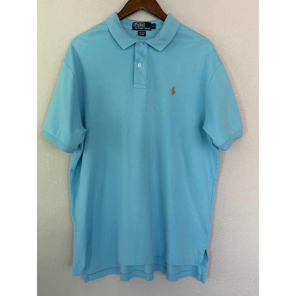 Polo By Ralph Lauren Men's Turquoise Blue Polo Short Sleeve Size L